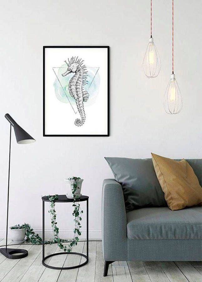 Komar Wanddecoratie Sea Horse Watercolor Wanddecoratie zonder lijst (1 stuk)