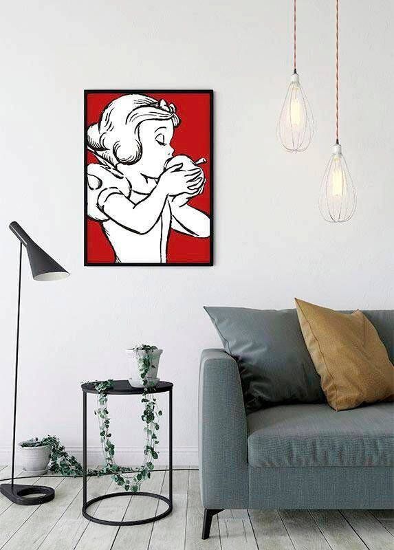 Komar Wanddecoratie Snow white Apple Bite red Wanddecoratie voor de kinderkamer zonder lijst (1 stuk)