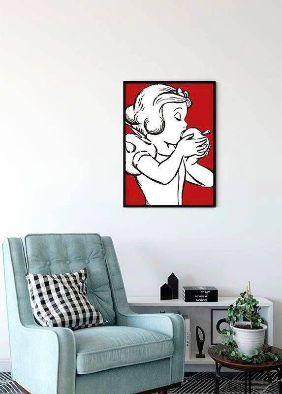 Komar Wanddecoratie Snow white Apple Bite red Wanddecoratie voor de kinderkamer zonder lijst (1 stuk)