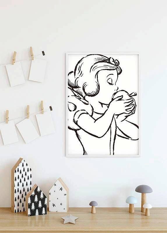 Komar Wanddecoratie Snow White Apple Bite white Wanddecoratie voor de kinderkamer zonder lijst (1 stuk)