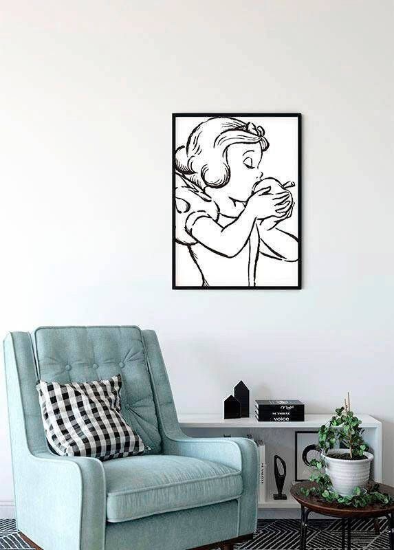 Komar Wanddecoratie Snow White Apple Bite white Wanddecoratie voor de kinderkamer zonder lijst (1 stuk)