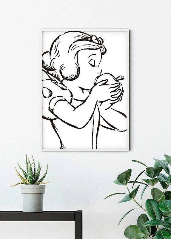 Komar Wanddecoratie Snow White Apple Bite white Wanddecoratie voor de kinderkamer zonder lijst (1 stuk)