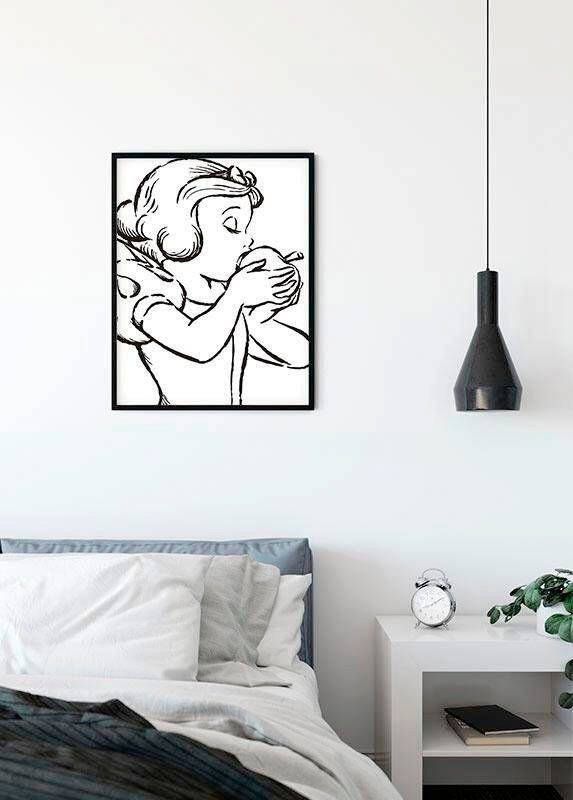 Komar Wanddecoratie Snow White Apple Bite white Wanddecoratie voor de kinderkamer zonder lijst (1 stuk)