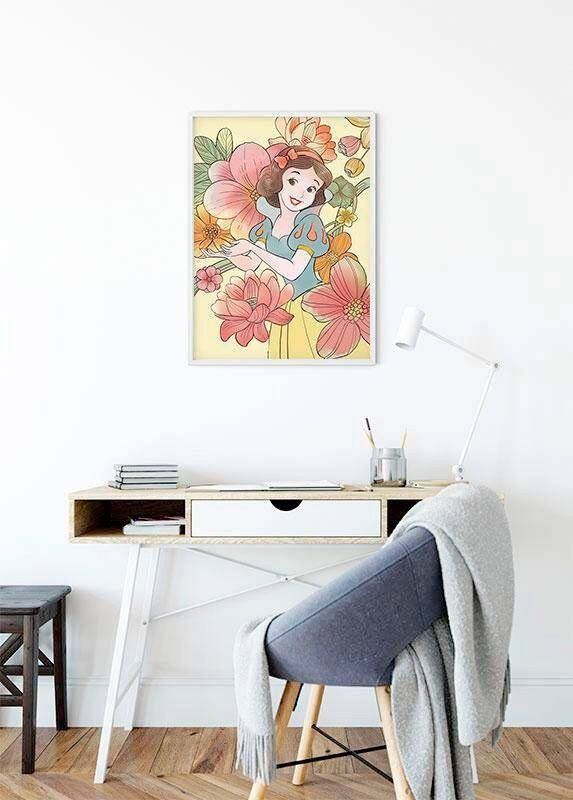 Komar Wanddecoratie Snow white Flowers Wanddecoratie voor de kinderkamer zonder lijst (1 stuk)