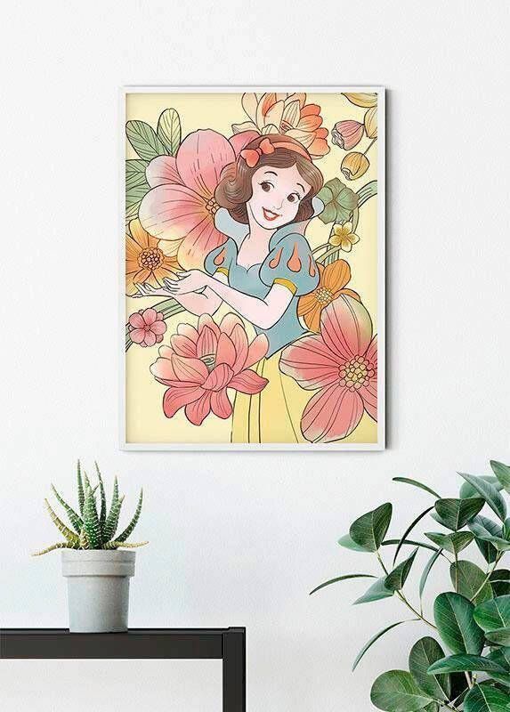 Komar Wanddecoratie Snow white Flowers Wanddecoratie voor de kinderkamer zonder lijst (1 stuk)