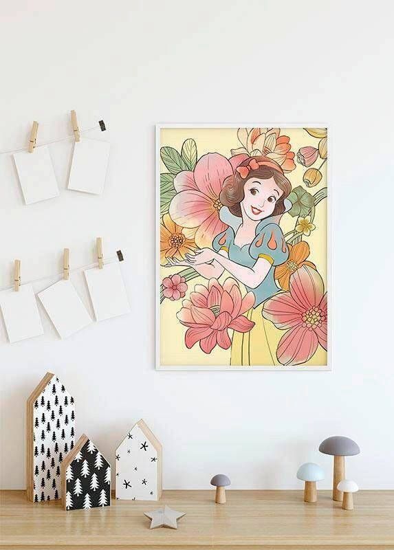 Komar Wanddecoratie Snow white Flowers Wanddecoratie voor de kinderkamer zonder lijst (1 stuk)