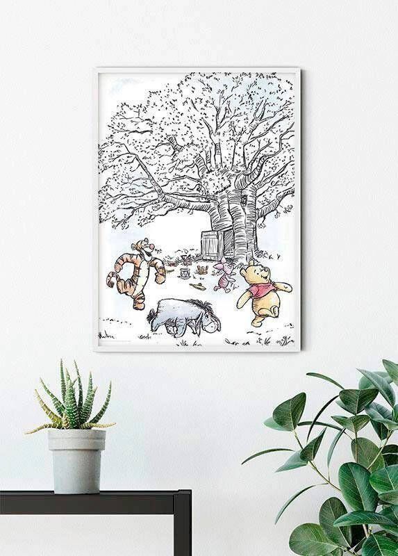 Komar Wanddecoratie Winnie the Pooh Playground Wanddecoratie voor de kinderkamer zonder lijst (1 stuk)