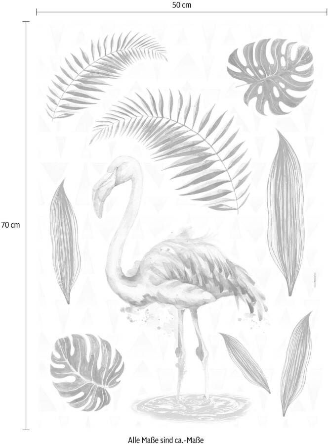 Komar Wandfolie Flamingo 50x70 cm (breedte x hoogte) zelfklevende wandtattoo (set 9-delig)