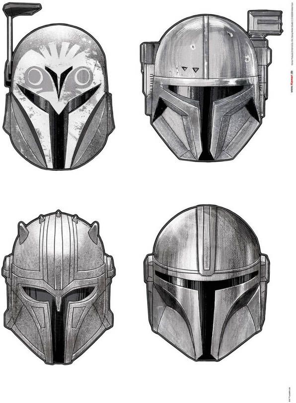 Komar Wandfolie Star Wars The Mandalorian Helmets (1 stuk)