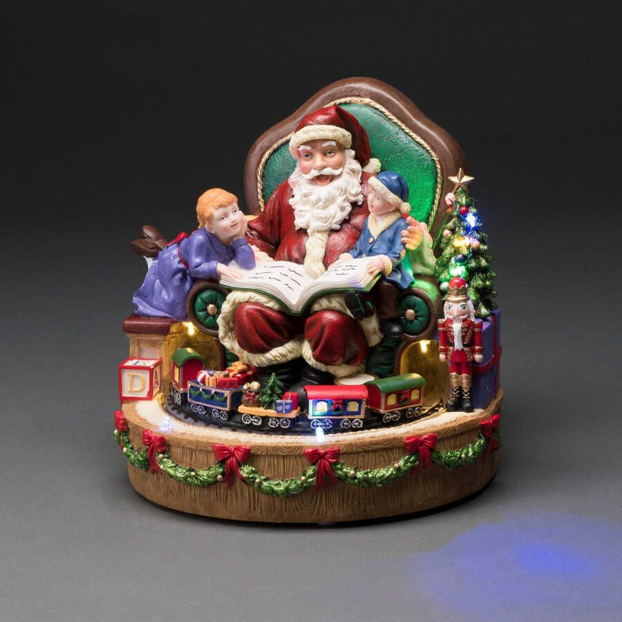 KONSTSMIDE Kerstfiguur Kerst versiering Led-tafereel kerstman met kinderen en slee (1 stuk)