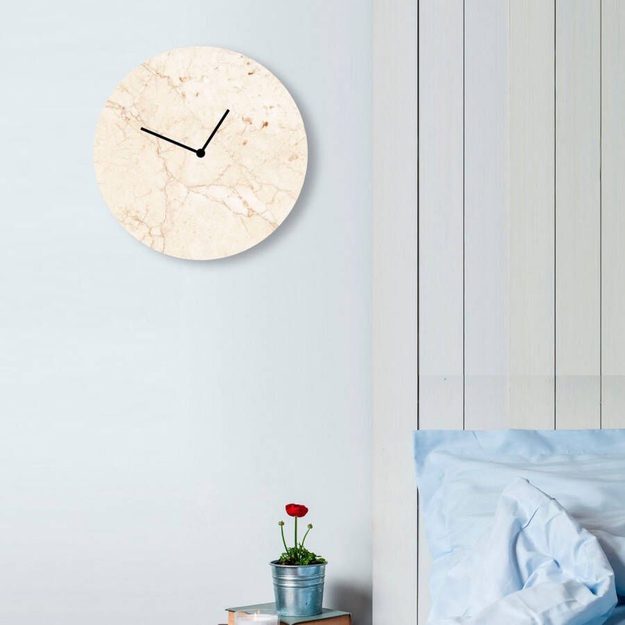 LeGer Home by Lena Gercke Wandklok Marmerbeige rond ø 30 cm van acrylglas geruisloos (1-delig)