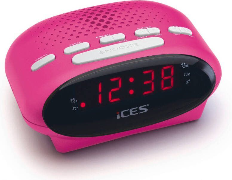 Lenco Wekkerradio ICR-210 FM-horloge radio met 2 wektijden en sluimerfunctie