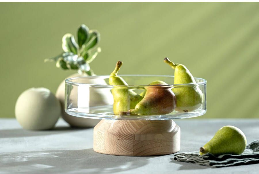 LEONARDO Decoratieve Schaal LEGNO 27 cm op houten sokkel (1 stuk)