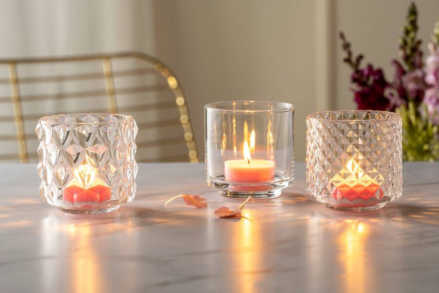 LEONARDO Waxinelichthouder Tischlicht POESIA mit großen Rauten Kerzenhalter (set 4 stuks)