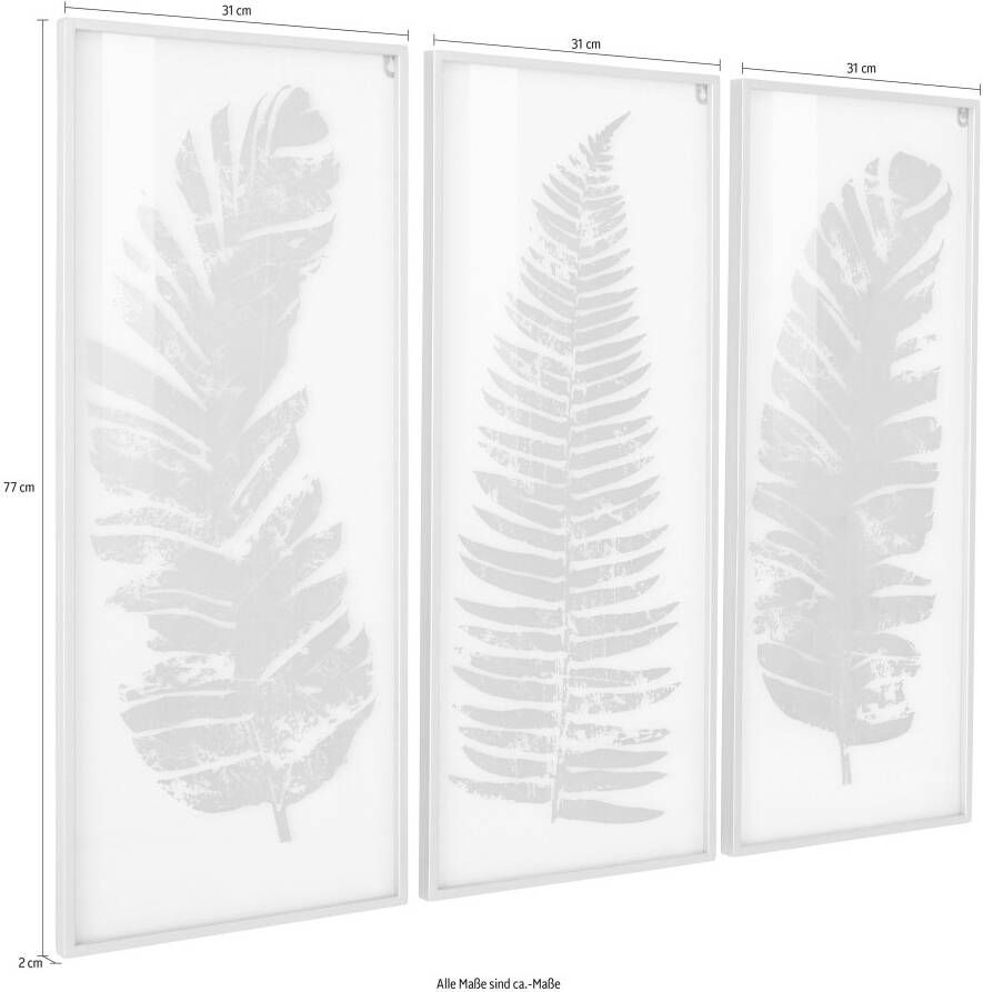 Leonique Sierobject voor aan de wand Wanddecoratie met mooie bladmotieven woonkamer (set 3 stuks)