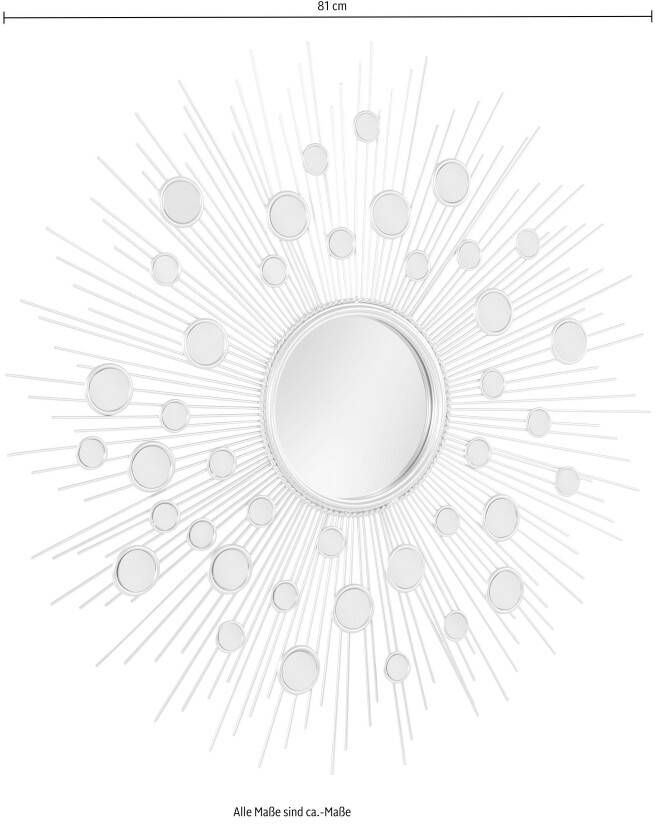 Leonique Sierspiegel Spiegel zilver Wandspiegel zon rond ø 81 cm frame van metaal