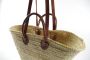 Locker Opbergmand Strandtas mandtas Palmtas met leren handvatten en leren hengsels strandstoel in Boho-stijl - Thumbnail 3