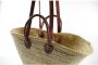 Locker Opbergmand Strandtas mandtas Palmtas met leren handvatten en leren hengsels strandstoel in Boho-stijl - Thumbnail 3