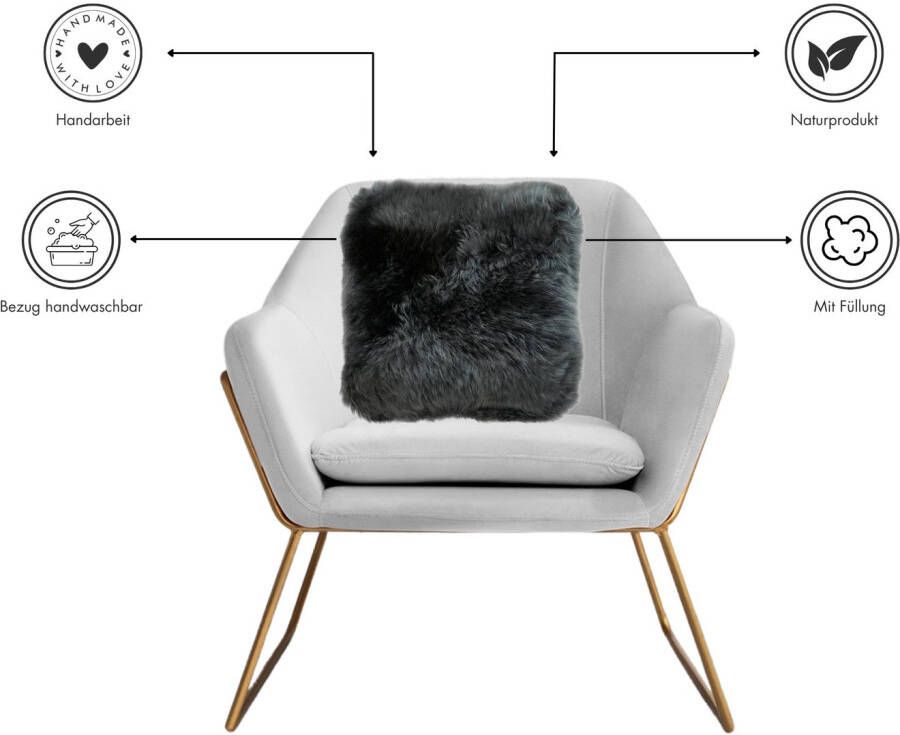LUXOR living Vachtkussen Sierkussen Namika Sierkussen hoekig 35x35 cm echte lamsvacht met vulling