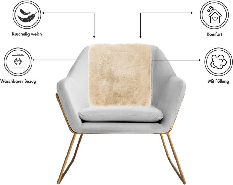 LUXOR living Vachtkussen Sierkussen Novara Imitatiebont vierkant 40x40 cm zeer zacht met vulling woonkamer (1 stuk)