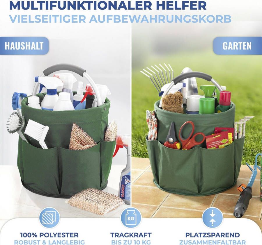 Maximex Organizer Universal-Reinigungs-Caddy Multifunctioneel mand met 6 buitenzakken ideaal voor huishouden tuin & kamperen