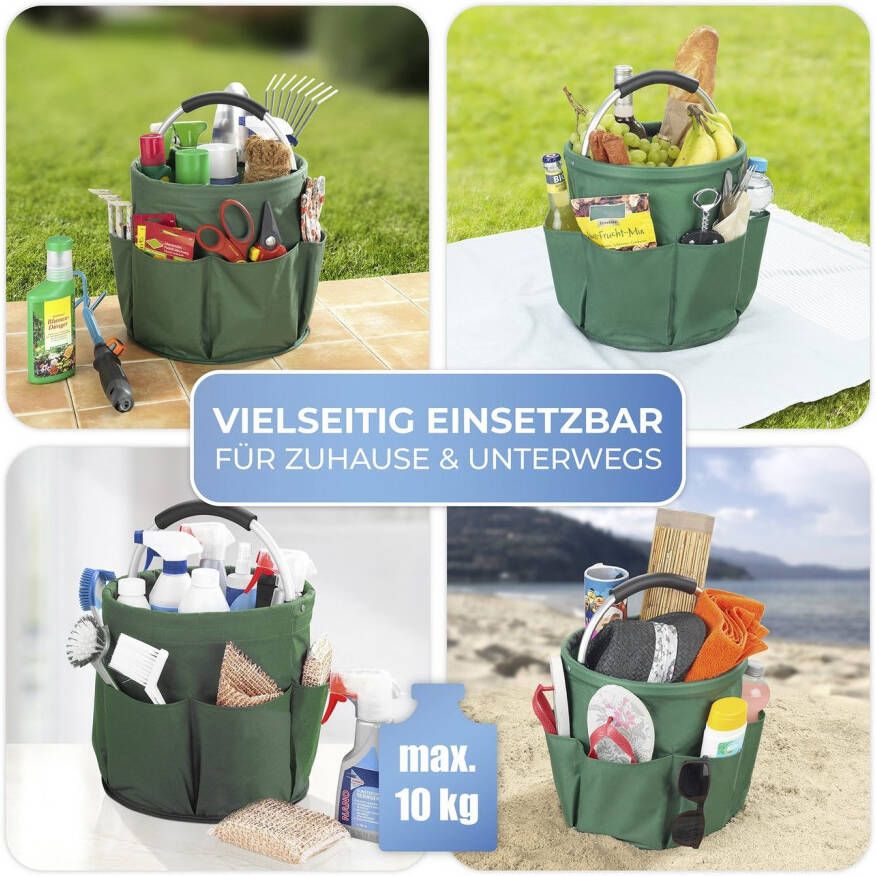 Maximex Organizer Universal-Reinigungs-Caddy Multifunctioneel mand met 6 buitenzakken ideaal voor huishouden tuin & kamperen