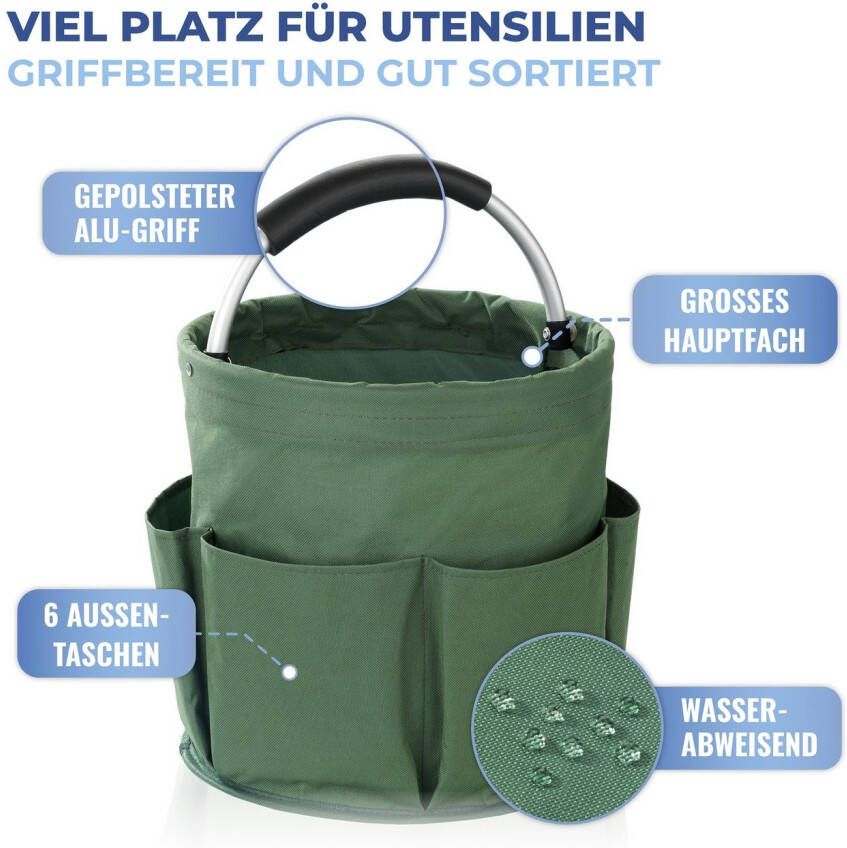 Maximex Organizer Universal-Reinigungs-Caddy Multifunctioneel mand met 6 buitenzakken ideaal voor huishouden tuin & kamperen
