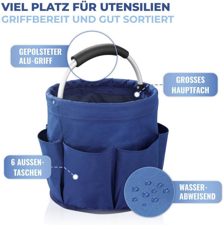 Maximex Organizer Universal-Reinigungs-Caddy Multifunctioneel mand met 6 buitenzakken ideaal voor huishouden tuin & kamperen