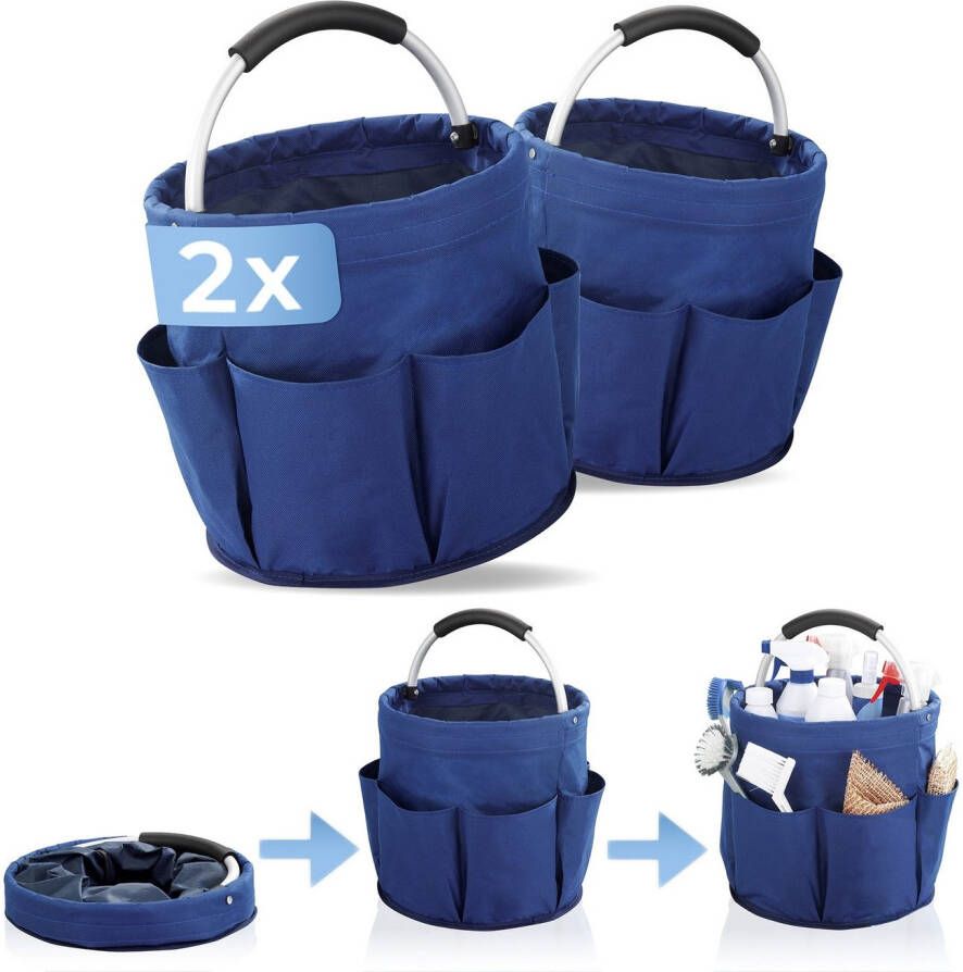 Maximex Organizer Universal-Reinigungs-Caddy Multifunctioneel mand met 6 buitenzakken ideaal voor huishouden tuin & kamperen (set 2-delig)