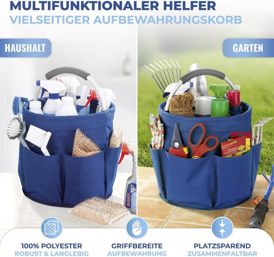 Maximex Organizer Universal-Reinigungs-Caddy Multifunctioneel mand met 6 buitenzakken ideaal voor huishouden tuin & kamperen (set 2-delig)