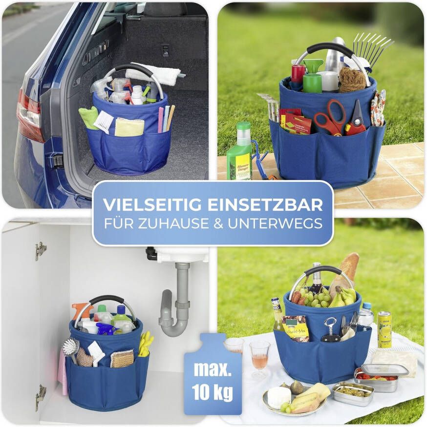 Maximex Organizer Universal-Reinigungs-Caddy Multifunctioneel mand met 6 buitenzakken ideaal voor huishouden tuin & kamperen (set 2-delig)