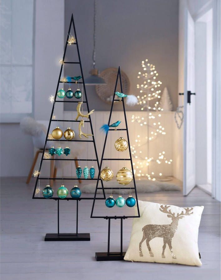 my home Deco-boom Maischa kerstdecoratie van metaal Kerstboom voor individuele decoratie (set 2 stuks)