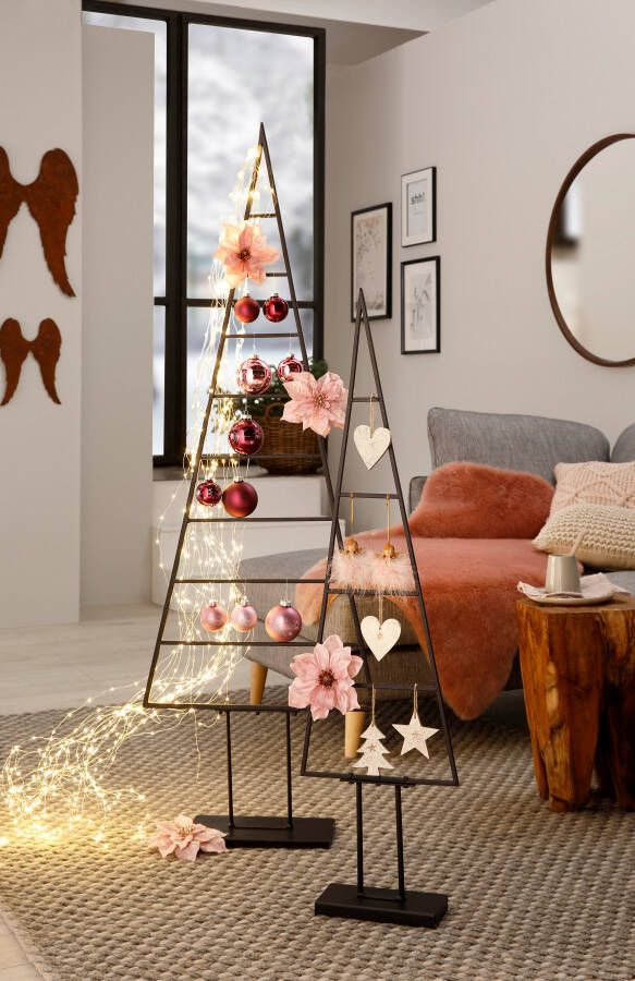 my home Deco-boom Maischa kerstdecoratie van metaal Kerstboom voor individuele decoratie (set 2 stuks)