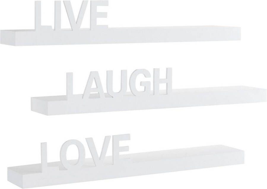 my home Decoratief wandrek Live Love Laugh Decoratief rek wanddecoratie met een opschrift (set 3-delig)