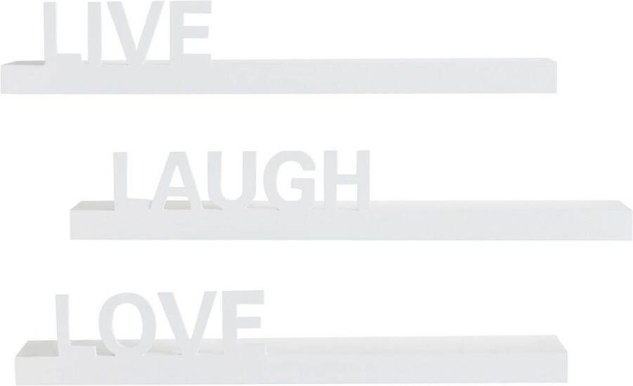 my home Decoratief wandrek Live Love Laugh Decoratief rek wanddecoratie met een opschrift (set 3-delig)