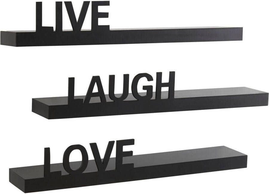 my home Decoratief wandrek Live Love Laugh Decoratief rek wanddecoratie met een opschrift (set 3-delig)