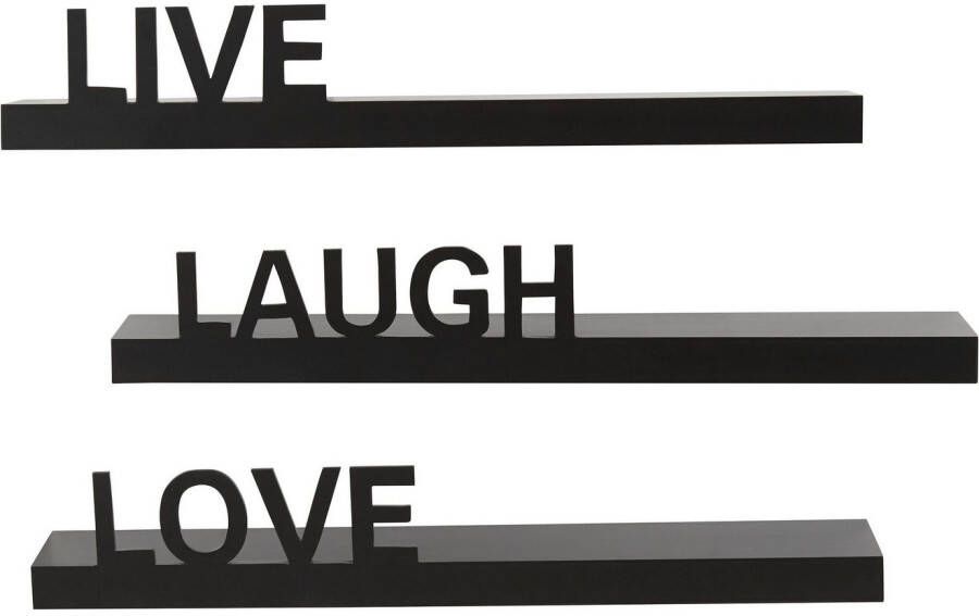 my home Decoratief wandrek Live Love Laugh Decoratief rek wanddecoratie met een opschrift (set 3-delig)