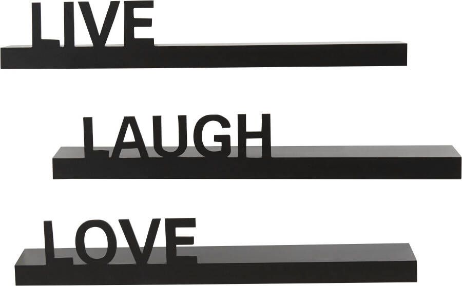 my home Decoratief wandrek Live Love Laugh Decoratief rek wanddecoratie met een opschrift (set 3-delig)