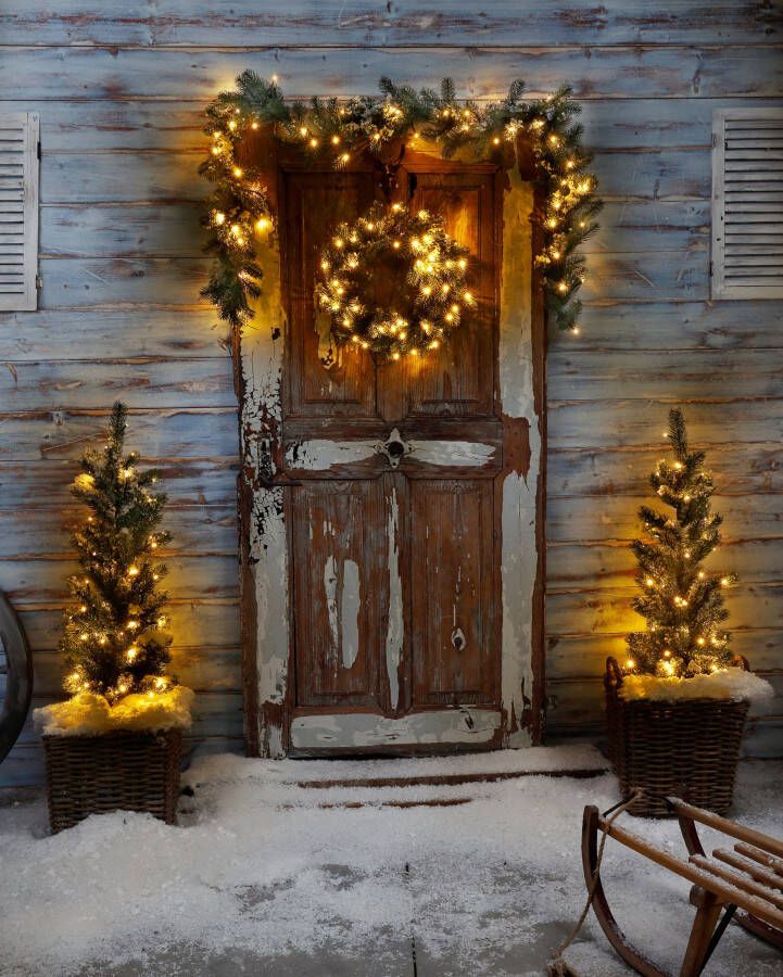 my home Winterse kunstplant Bennet 4-delige kerstset met guirlande en decoratieve krans (set 4 stuks)