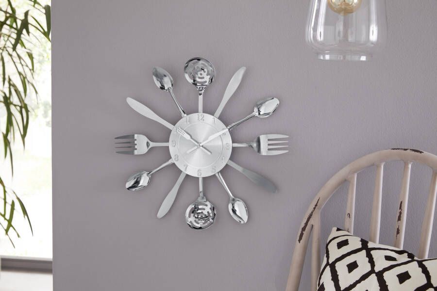 my home Wandklok "Cutlery" Keukenklok XXL rond ø 38 cm van metaal bestek (1-delig)