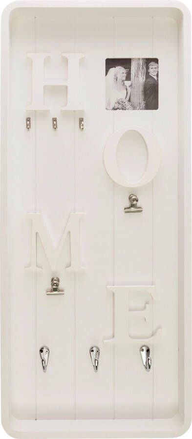 Myflair Möbel & Accessoires Memobord Valerina wit Sleutelbord met klemmen & haak met een opschrift