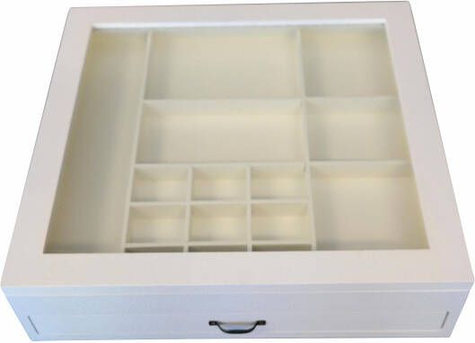 Myflair Möbel & Accessoires Opbergbox Letterkast wit met deksel van glas & lade