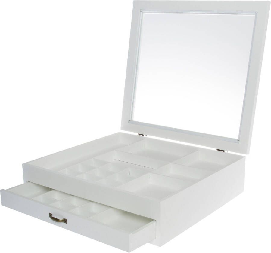 Myflair Möbel & Accessoires Opbergbox Letterkast wit met deksel van glas & lade