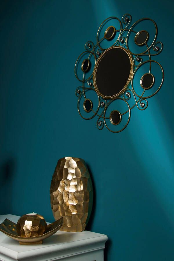 Myflair Möbel & Accessoires Sierspiegel Helios gold Wandspiegel landhuis rond frame van metaal met siersteentjes (1 stuk)