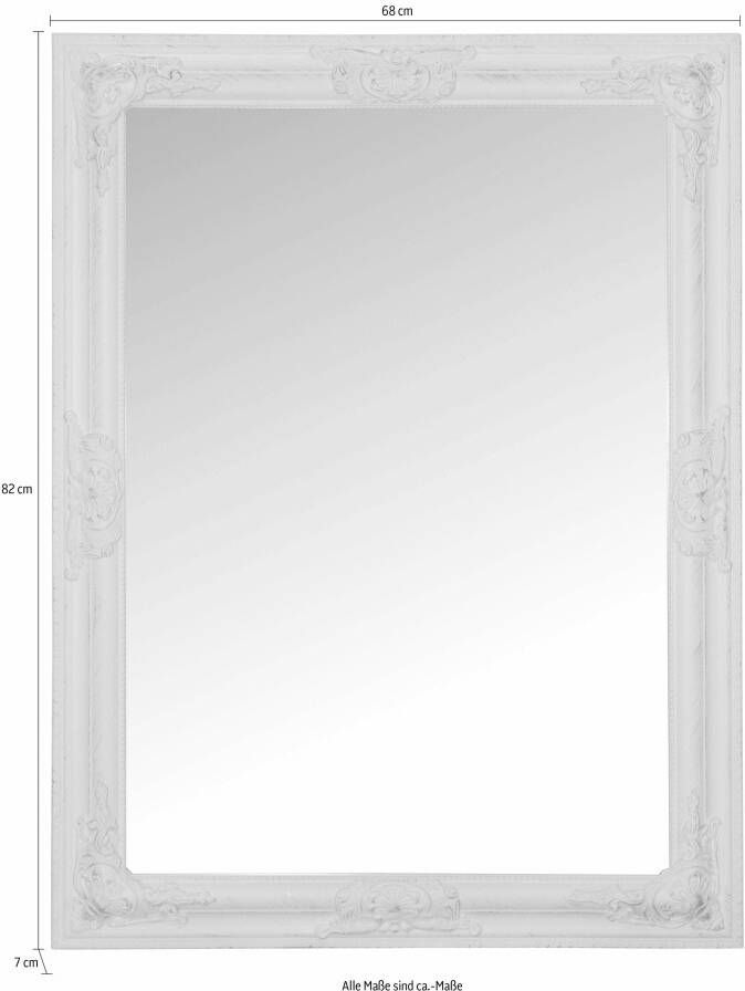Myflair Möbel & Accessoires Wandspiegel Xub wit rechthoekig frame met antiek-finish facetgeslepen spiegel (1 stuk)