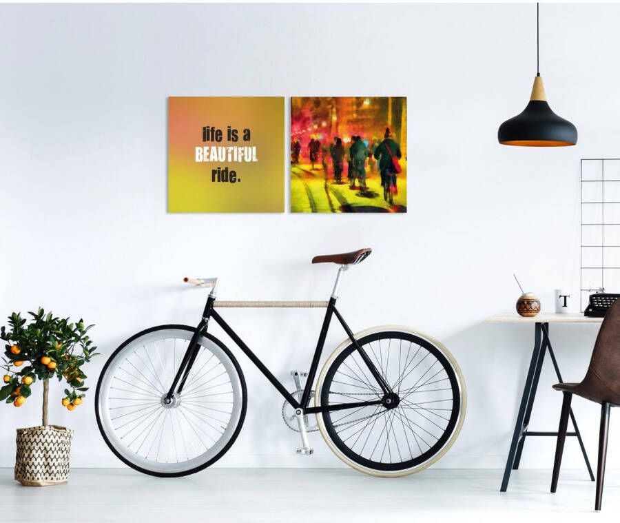 queence Artprint op linnen Beautiful Premium canvasstof handgemaakt in Duitsland uitspraak 2-delige set (set)