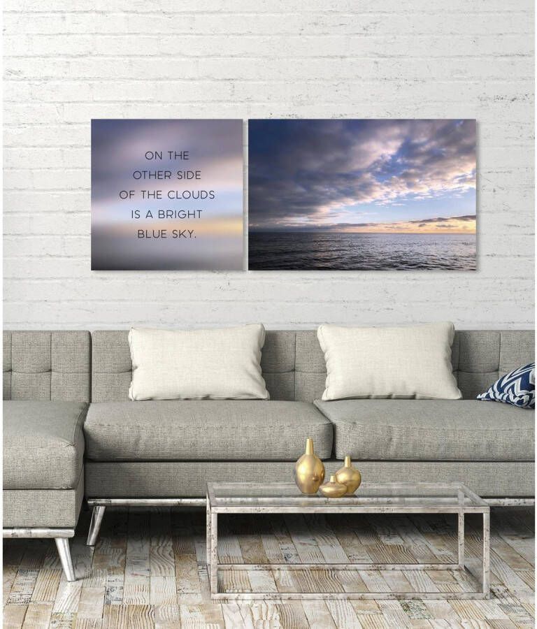 queence Artprint op linnen Blue sky Premium canvasstof handgemaakt in Duitsland uitspraak 2-delige set (set)