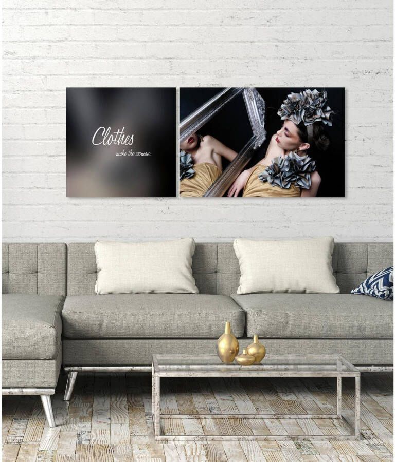 queence Artprint op linnen Clothes Premium canvasstof handgemaakt in Duitsland uitspraak 2-delige set (set)