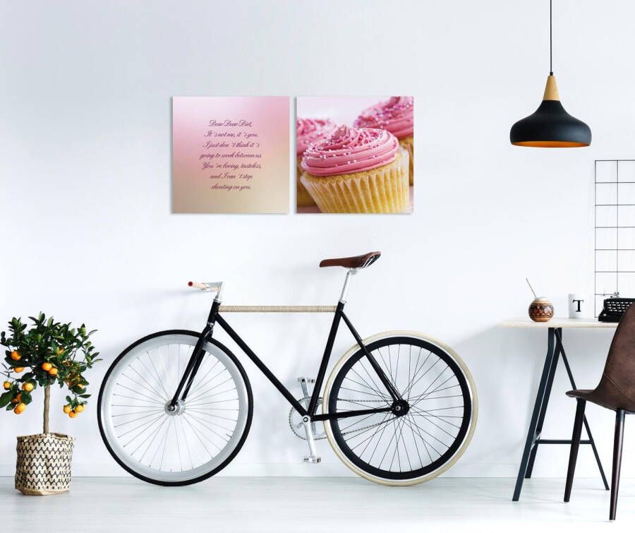 queence Artprint op linnen Cupcakes set van 2 (set)