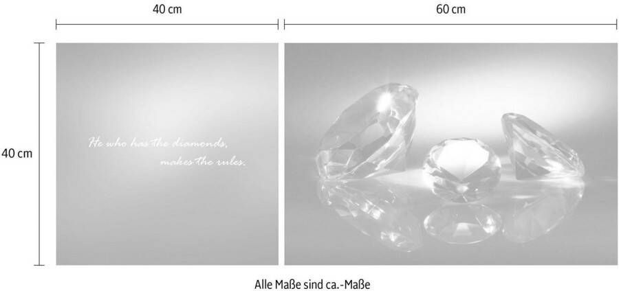 queence Artprint op linnen Diamonds Premium canvasstof handgemaakt in Duitsland uitspraak 2-delige set (set)
